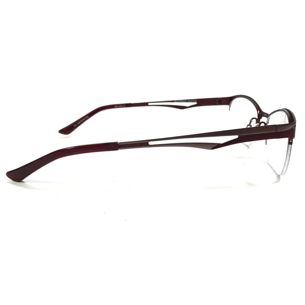 Alfred Sung Eyeglasses Frames AS5017 RBY CEN Grey Red Square Half Rim 51-18-135